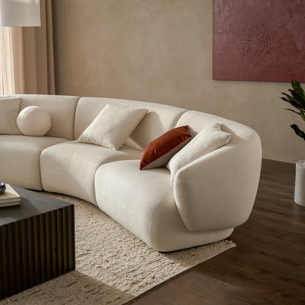 Auburn Performance Fabric Curve L-Shape Sectional Sofa