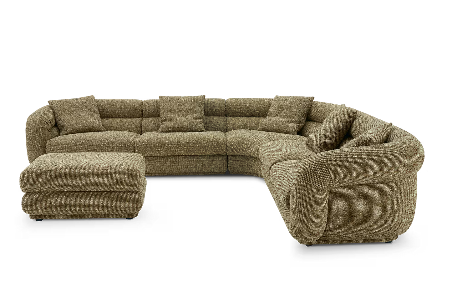 Solari Performance Fabric L-Shaped Sectional Couch with Ottoman